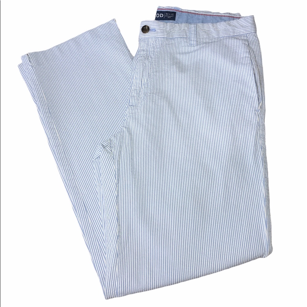 34x32 Izod straight blue & white seersucker pants